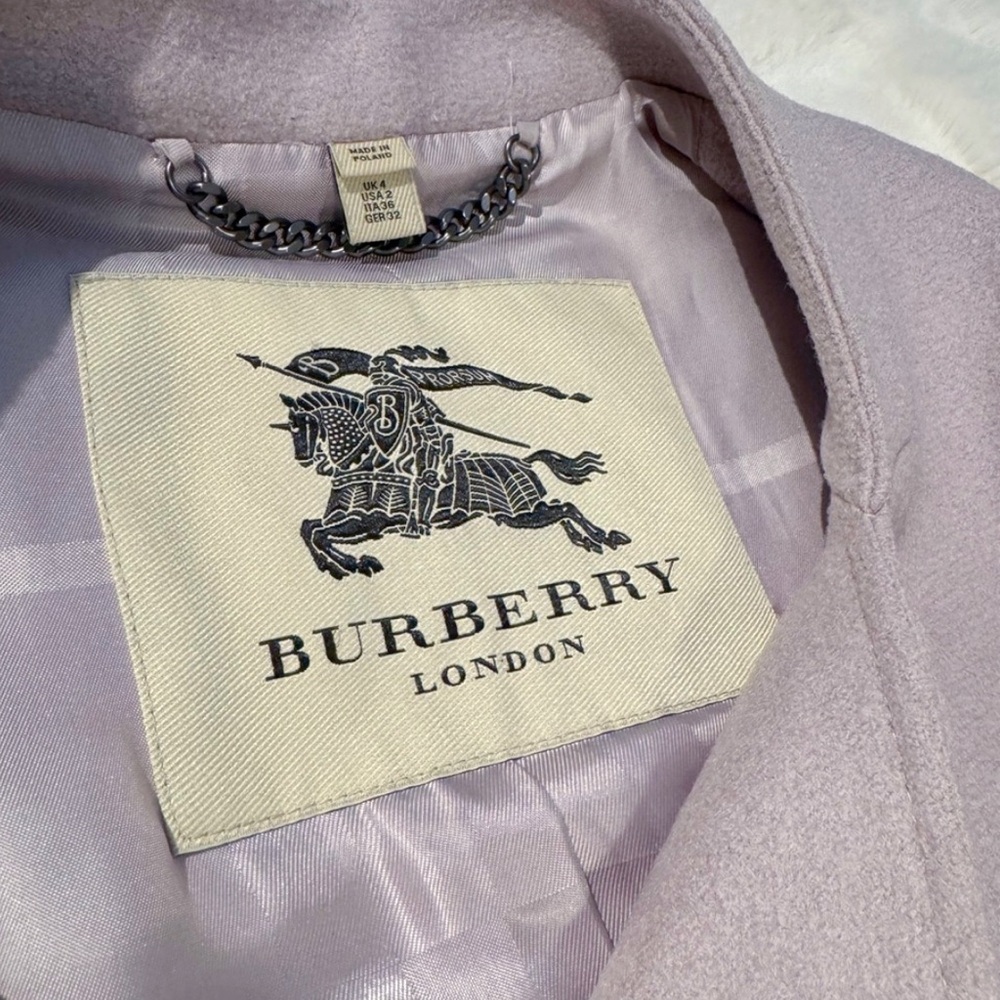 Burberry Wool Wrap Coat in Pale Orchid - Picture 6 of 16